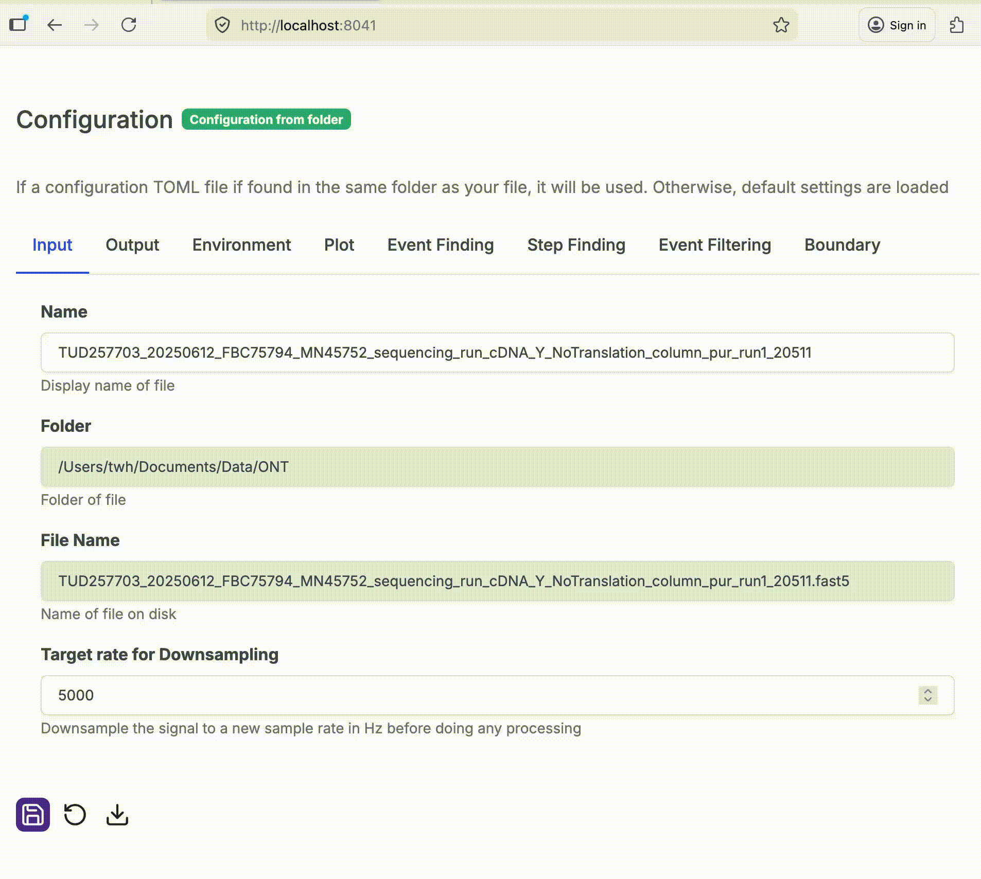 Downloading a configuration