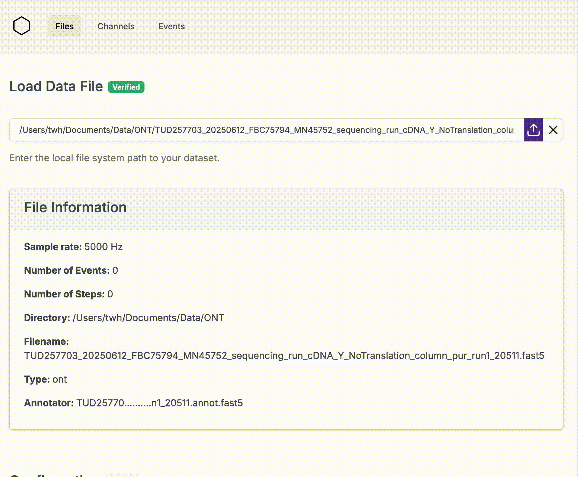 Saving a configuration